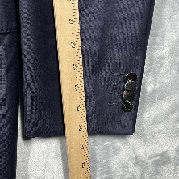 Trussini Blazer Mens 54 Navy Blue Made in Italy Wool Lana Super 100s Coat Jacket - Picture 13 of 14